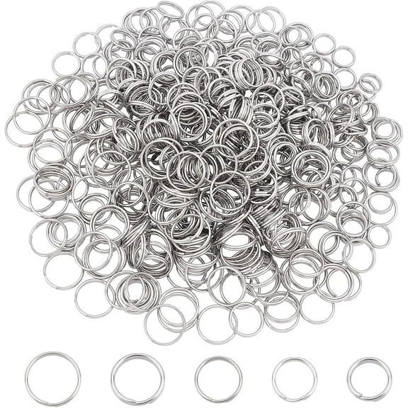 500pcs 10/12/13/14/16mm Split Key Rings Stainless Steel Key Ring Metal Split Key Chain Keychain Rings for Home Car Keys Organization Stainless Steel Color