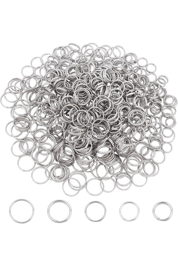 500pcs 10/12/13/14/16mm Split Key Rings Stainless Steel Key Ring Metal Split Key Chain Keychain Rings for Home Car Keys Organization Stainless Steel Color