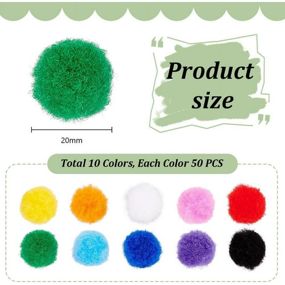 500pcs 10 Colors Pom Poms 20mm Pompom Puff Balls Rainbow Colors Soft Craft Pom Pom Balls Ornaments