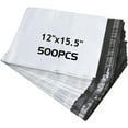 thumbnail image 1 of 500pcs 12x15.5 Poly Mailers 2.5 Mil Envelopes Shipping Bags With Self Sealing Strip, White Poly Mailers, 1 of 7