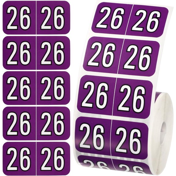 500pcs 2026 Year Stickers, 3/4x1-1/2 Inch File Folder Labels 26 Colored Self-Adhesive Medical Chart Number Stickers for Tab Folders Office Supplies (Dark Purple)
