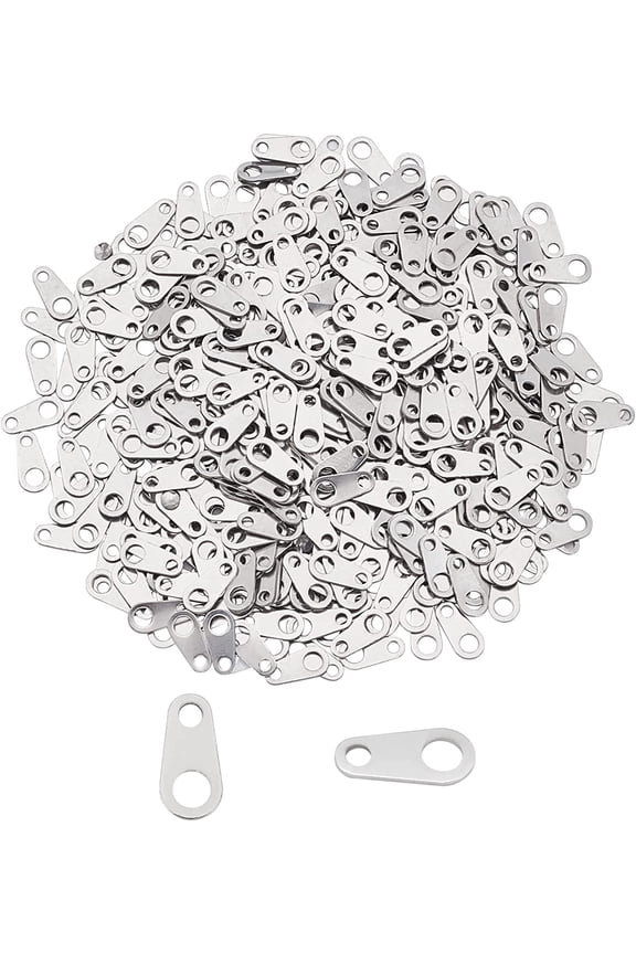 500pcs 304 Stainless Steel Chain Tabs Oval Jewelry End Tabs Connector Findings for Bracelet Necklace Jewelry Making 1mm and 2.5mm 8x4x0.5mm DIY