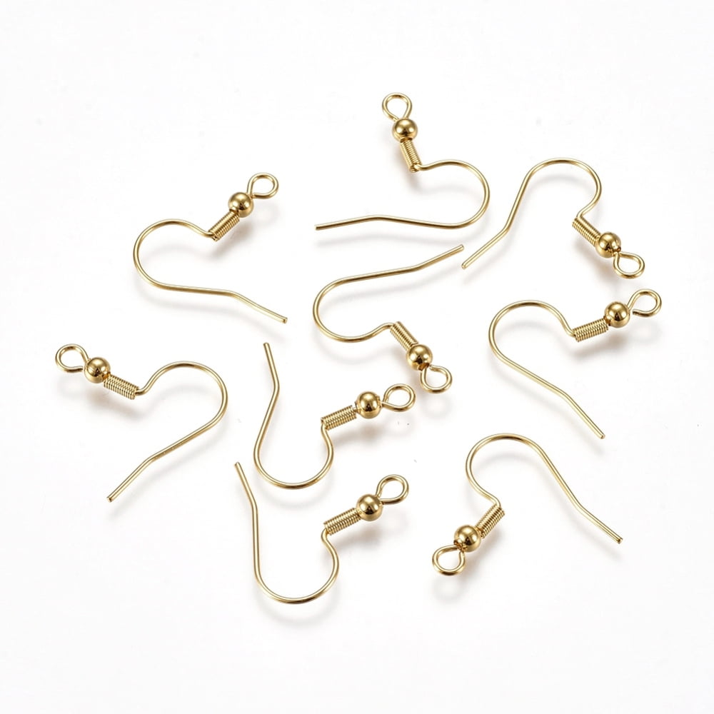 500pcs 304 Stainless Steel Earring Hooks with Horizontal Loop Golden 20x3mm Hole: 2mm 21 Gauge Pin: 0.7mm Gold