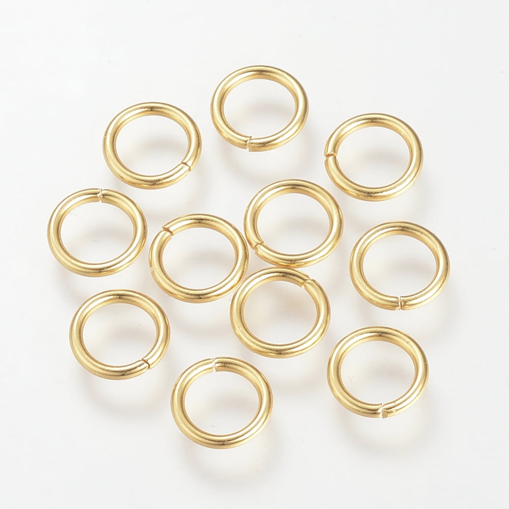 500pcs 304 Stainless Steel Open Jump Rings Round Golden 8x1.2mm Inner Diameter: 5.6mm