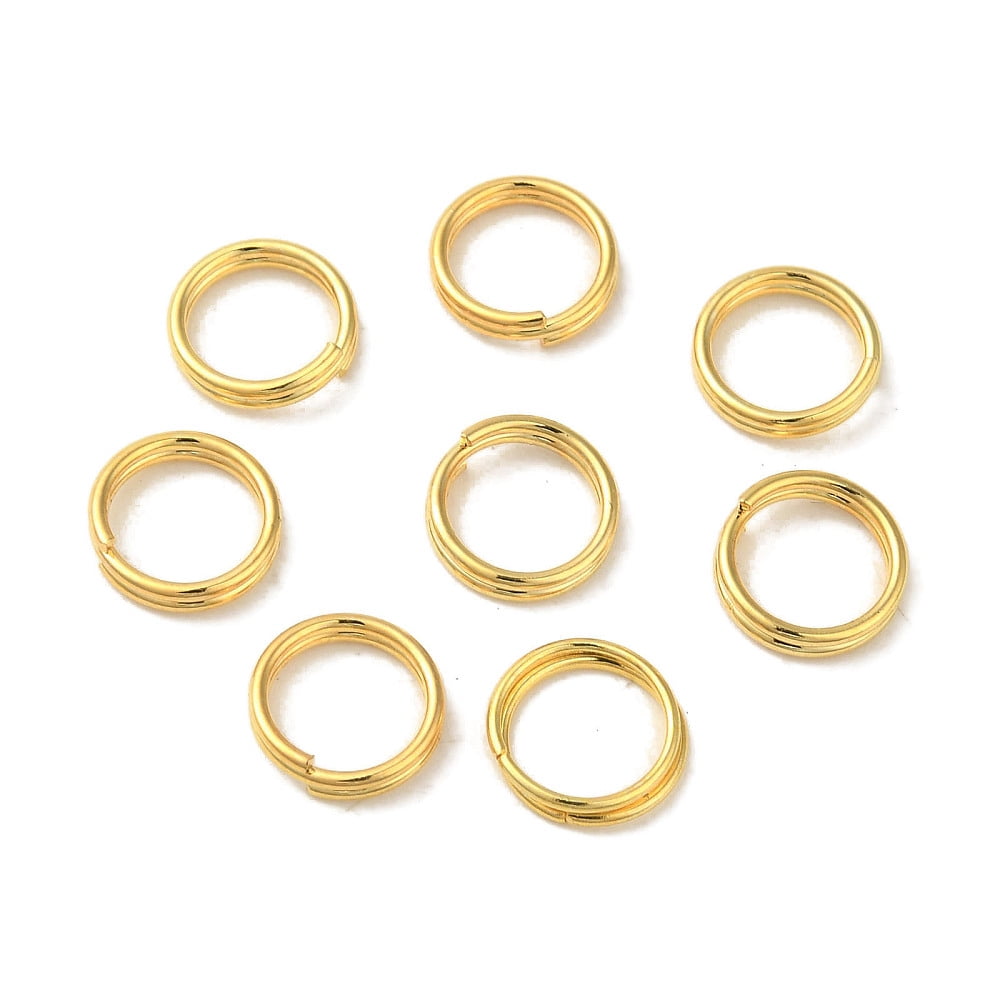 500pcs 304 Stainless Steel Split Rings Double Loops Jump Rings Flat Round golden 8x1.7mm Inner Diameter: 6mm