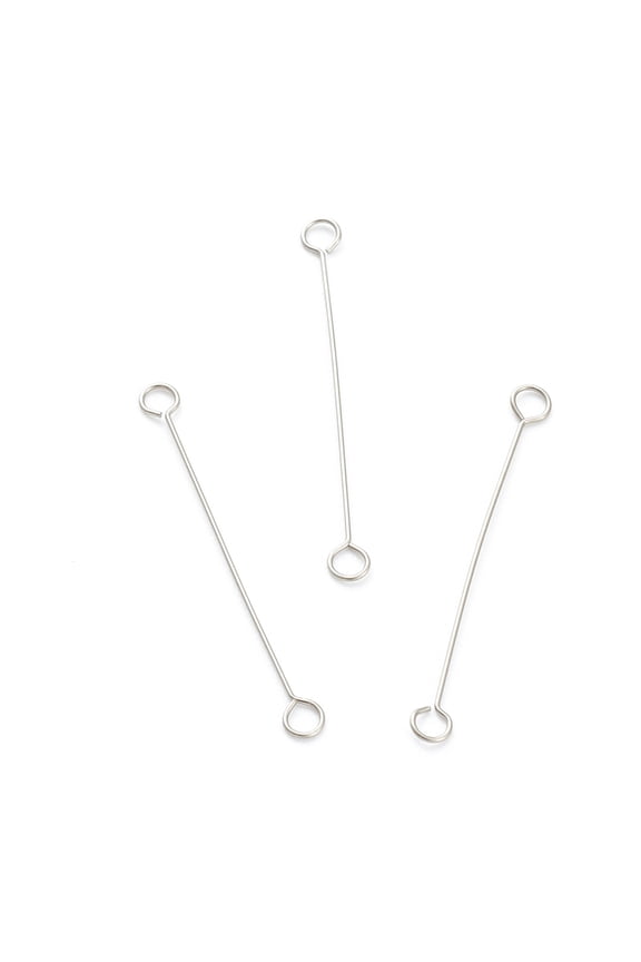 500pcs 316 Surgical Stainless Steel Eye Pins Double Sided Eye Pins Stainless Steel color 25x2.5x0.4mm Hole: 1.4mm