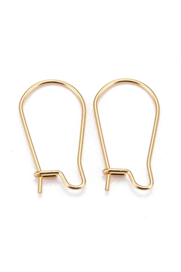 500pcs 316 Surgical Stainless Steel Hoop Earring Findings Kidney Ear Wires golden 10 Gauge 20x11x2.5mm Pin: 0.7mm