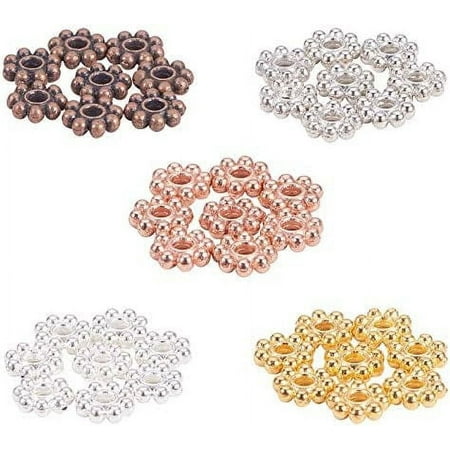 500pcs 5mm Flower Spacer Beads 5 Colors Tibetan Alloy Daisy Metal Spacers Mini Snowflake Loose Beads Craft Jeweley Beads for Bracelet Necklace Earring Jewelry Making