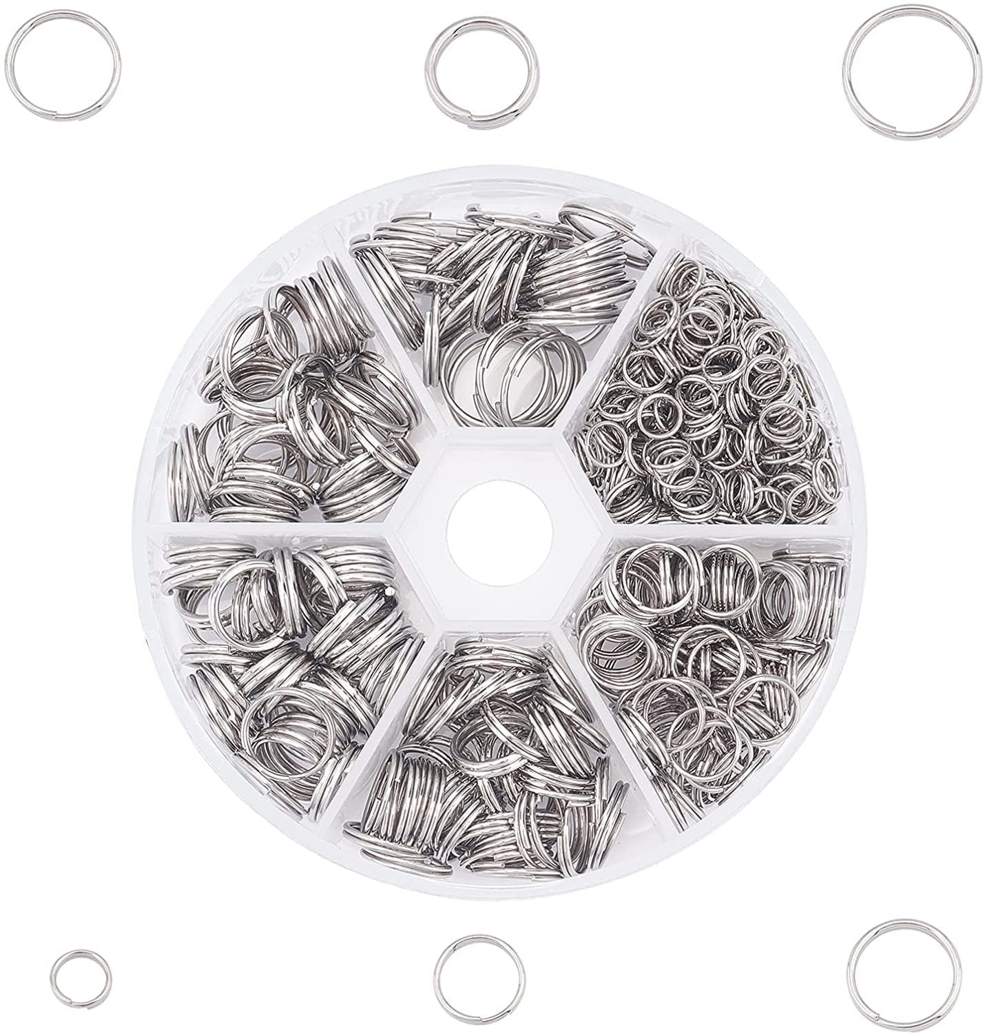 500pcs 6 Sizes Ring Split Rings Stainless Steel Jump Ring 5-10mm ...