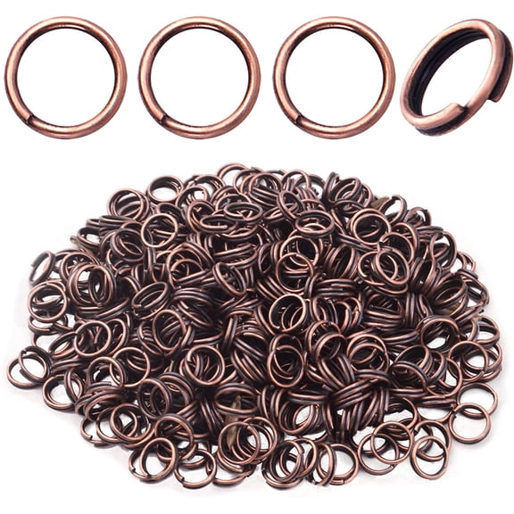 Aylifu Split Rings, Antique Red Copper Mini Round Alloy Double Loop Split Rings Connectors for Diy Bag Keychains Crafts Jewelry Making, 500 Pieces