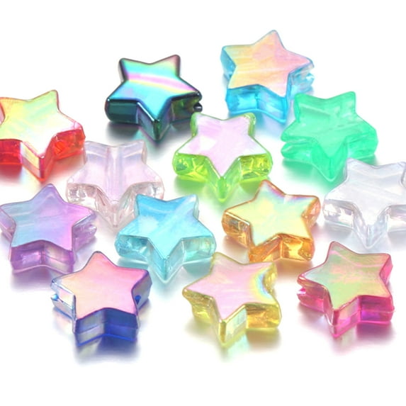 500pcs Acrylic Star Shape Beads, Star Shape Charming Beads, Clear Acrylic 10mm Beads for DIY Jewelry Craft Making Necklace Bracelet SuppliesMixed color