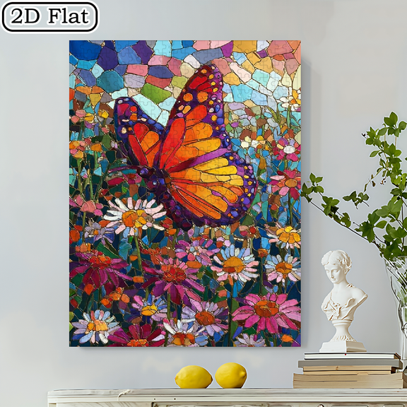 500pcs Adult Jigsaw Puzzle - Features a Colorful Butterfly Flying Over Flowers Design, Measuring 50X38 Cm / 20.4x15.4 Inches, Made of Thick White Cardboard with Rounded Corners. Perfect As a Birth