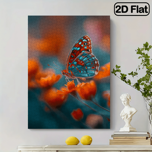 A 500pcs Adult Mini Jigsaw Puzzle with a "Birds and Butterflies by the Flowerbank" Design - Scratch-resistant, High Difficulty, Suitable for Adults, Family Entertainment, DIY Home Decor, Hallowe