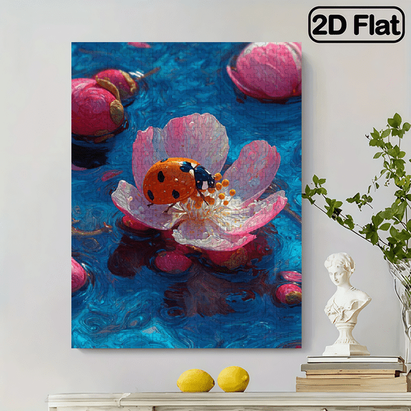 ( 500pcs) Adult Mini Puzzles, with Floral Ladybug Design - Scratch-Resistant, Challenging, Suitable for Adults, Family Entertainment, Home Decoration, And Gift Ideas to Challenge The Brain