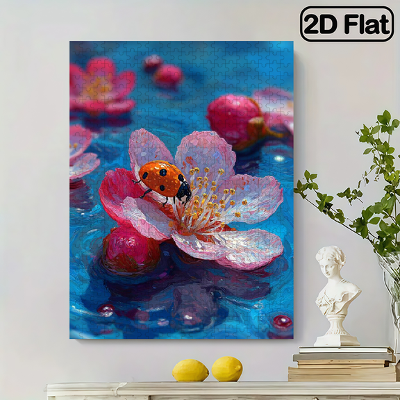 ( 500pcs) Adult Mini Puzzles, with Floral Ladybug Design - Scratch-Resistant, Challenging, Suitable for Adults, Family Entertainment, Home Decoration, And Gift Ideas to Challenge The Brain