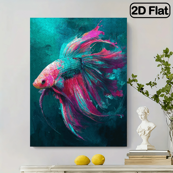 500pcs Adult Puzzle, 20.4x15 Inches Large Size, Abstract Painted Fish Puzzle, Perfect for DIY Creative Fun with Family and Friends. Ideal Stress-Relief Gift for Birthdays or Holidays Interactive
