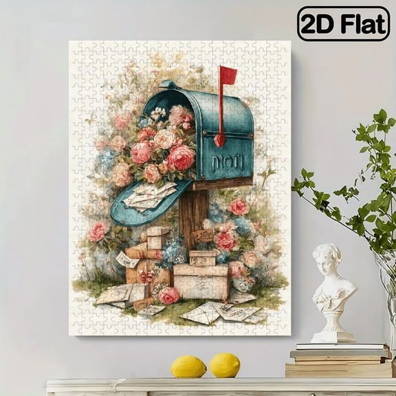 500pcs Adult Puzzle, 52x30 cm Large Size, Flower Mailbox Design Puzzle, Perfect for DIY Creative Fun with Family and Friends. Ideal Stress-Relief Gift for Birthdays or Holidays Interactive Brain