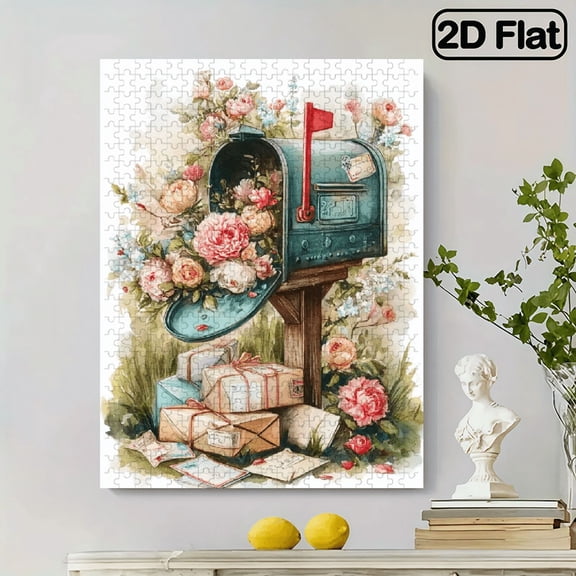 500pcs Adult Puzzle, 52x30 cm Large Size, Flower Mailbox Design Puzzle, Perfect for DIY Creative Fun with Family and Friends. Ideal Stress-Relief Gift for Birthdays or Holidays Interactive Brain