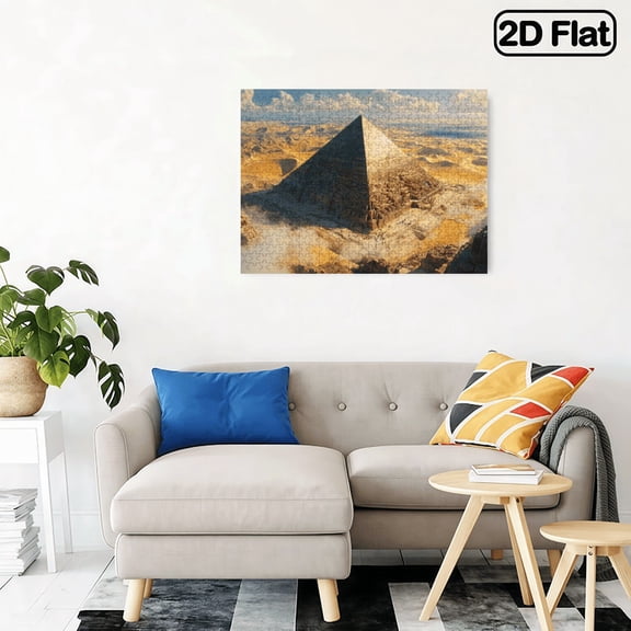 500pcs Adult Puzzle - Desert Miracle Pyramids, Golden Dunes Clouds, Ancient Egypt Mystery, Portable Cardboard, Beginner Skill Level, Home Decor, 20.4*14.9 in.