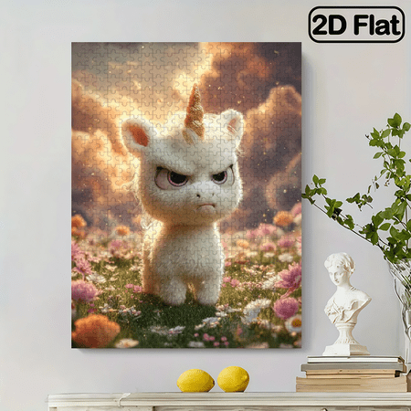 A 500pcs Adult Puzzle, Measuring 20.5X15 Inches, Featuring an Angry Unicorn Design, Perfect for Creative Fun with Family And Friends. an Ideal Choice for Birthday Or Holiday Stress Relief GiftsAn