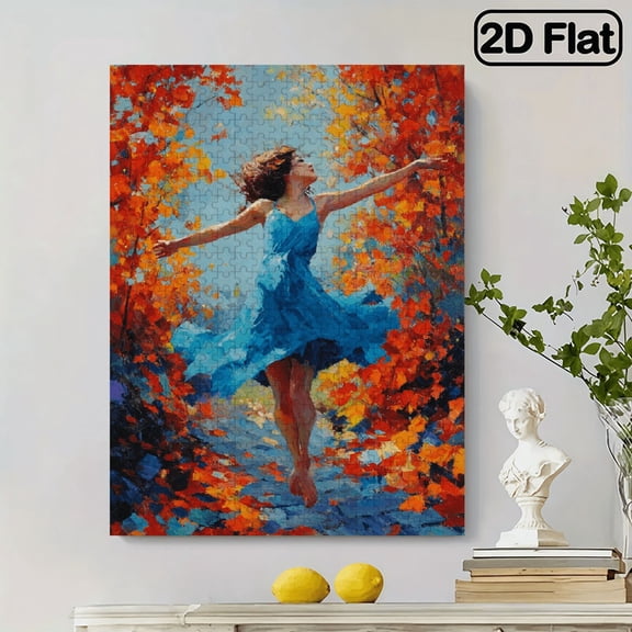 500pcs Adult Puzzle Measuring Featuring Impressionist Autumn Dancers. This Paper Puzzle with Is Suitable for Adults And Families As a Creative Game,