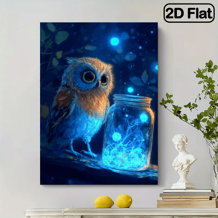 500pcs Adult Puzzle - Owl Glowing Night Scene with Magical Forest, Owlets Luminous Stars - Challenging Large-Scale Brain Teaser Families, Portable Box, Durable Construction (Beginner-Friendly)