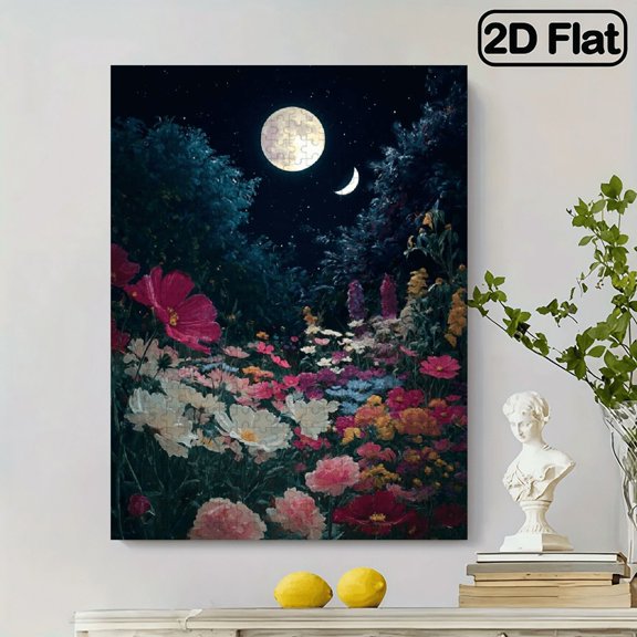 500pcs Adult Puzzle Suitable for Family Fun, Portable Brain with Moon Flower Design - Wall Decor Challenge for Adults,, Birthday Gifts, Relax Activity