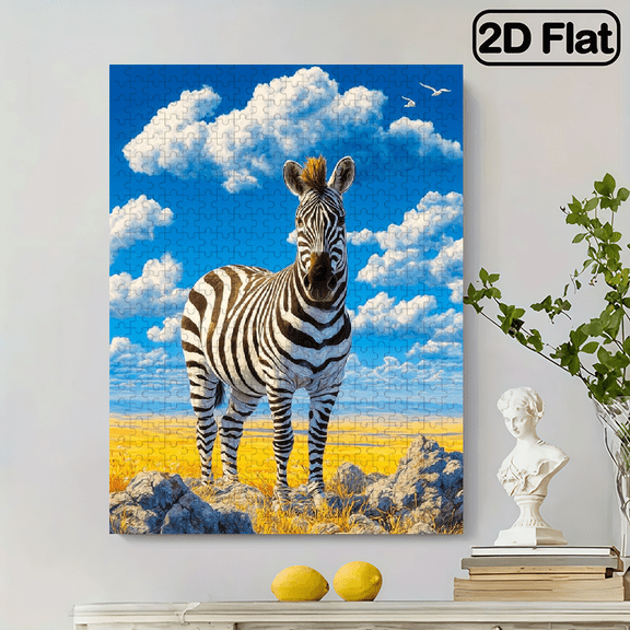 500pcs African Zebra Savanna Puzzle, Premium Cardboard, High Difficulty Brain Teaser for Adults New Year and Birthday Gift
