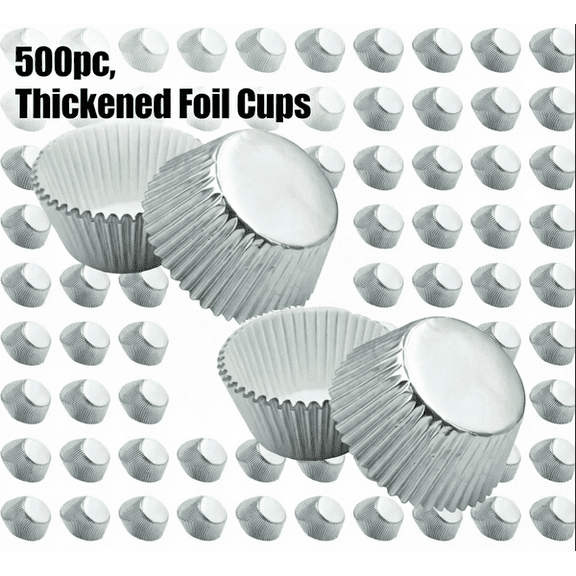 500pcs Aluminum Thickened Foil Cups Cupcake Liners Cake Baking Aluminum Foil Baking Cups, Leak-Proof for Cakes and Desserts