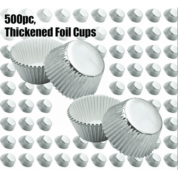 500pcs Aluminum Thickened Foil Cups Cupcake Liners Cake Baking Aluminum Foil Baking Cups, Leak-Proof for Cakes and Desserts