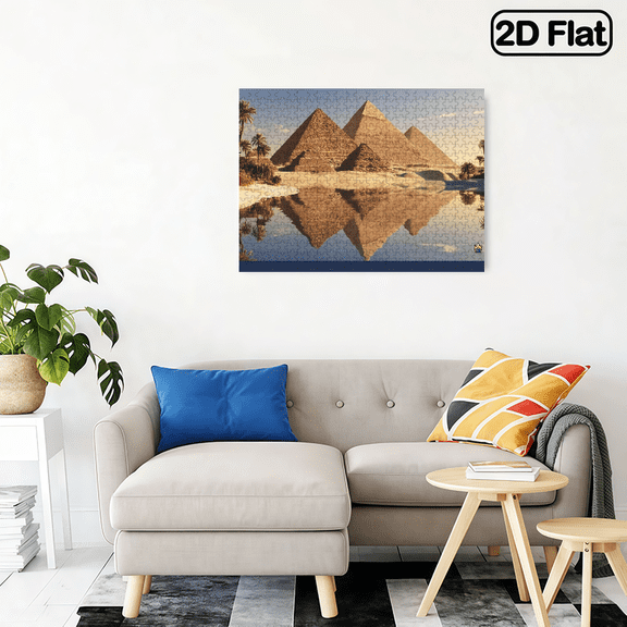 500pcs Ancient Egyptian Pyramids Puzzle - Great Pyramid of Giza, Sphinx Egyptian Landscape - Large Puzzle for A20.4*14.9 in.dults, Beginner-Friendly Challenge,