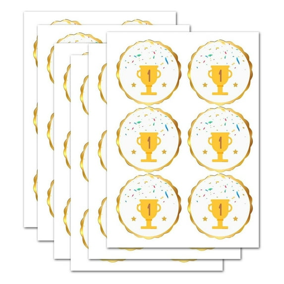 500pcs Award Medals Stickers for Kids 1.5 inch Gold Foil Sports Reward Label Motivational Stickers
