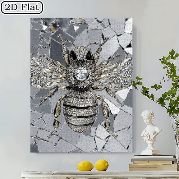 500pcs Bee-Shaped Home Decoration Jigsaw Puzzle Crystal Texture, Creative Fun, Perfect Gift, Intermediate Skill Level, Scratch Resistant,20.4*14.9 in.