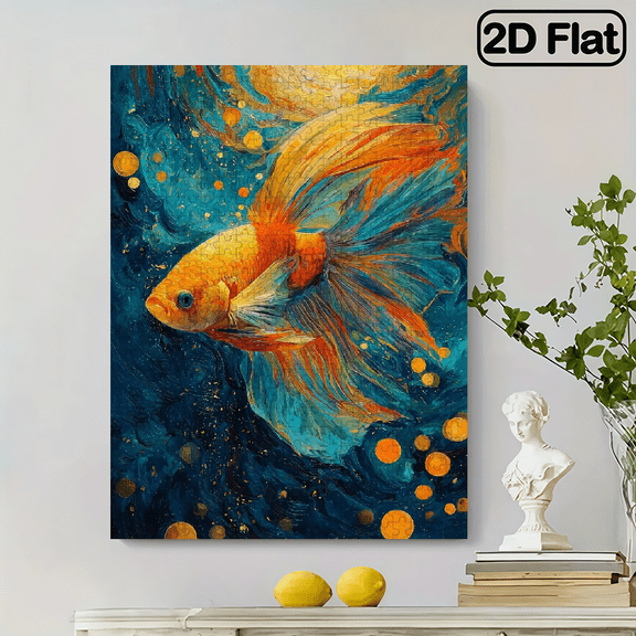 500pcs Betta Fish Impressionistic Puzzle, Dynamic Dreamlike Art, High Quality Brain Teaser for Couples New Year Birthday Gift