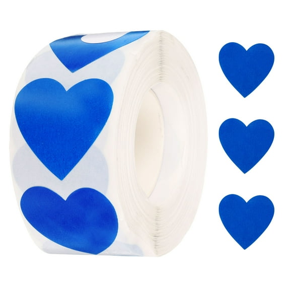 Uxcell 1 Inch Vinyl Heart Stickers Self-Adhesive Stickers Label for Shop Home Office 500 Pcs Blue