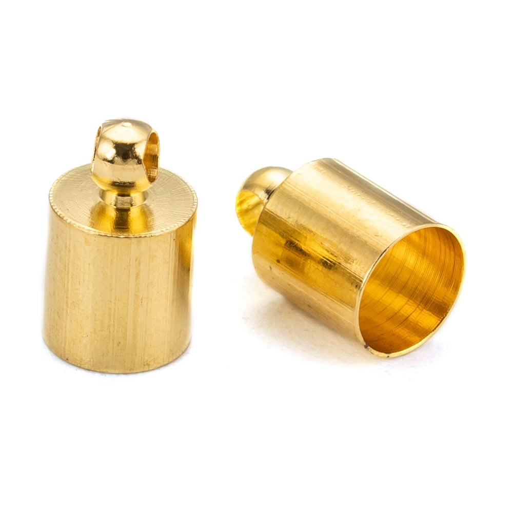 500pcs Brass Cord Ends Golden 10x6mm Hole: 1.2mm 5.5mm inner diameter