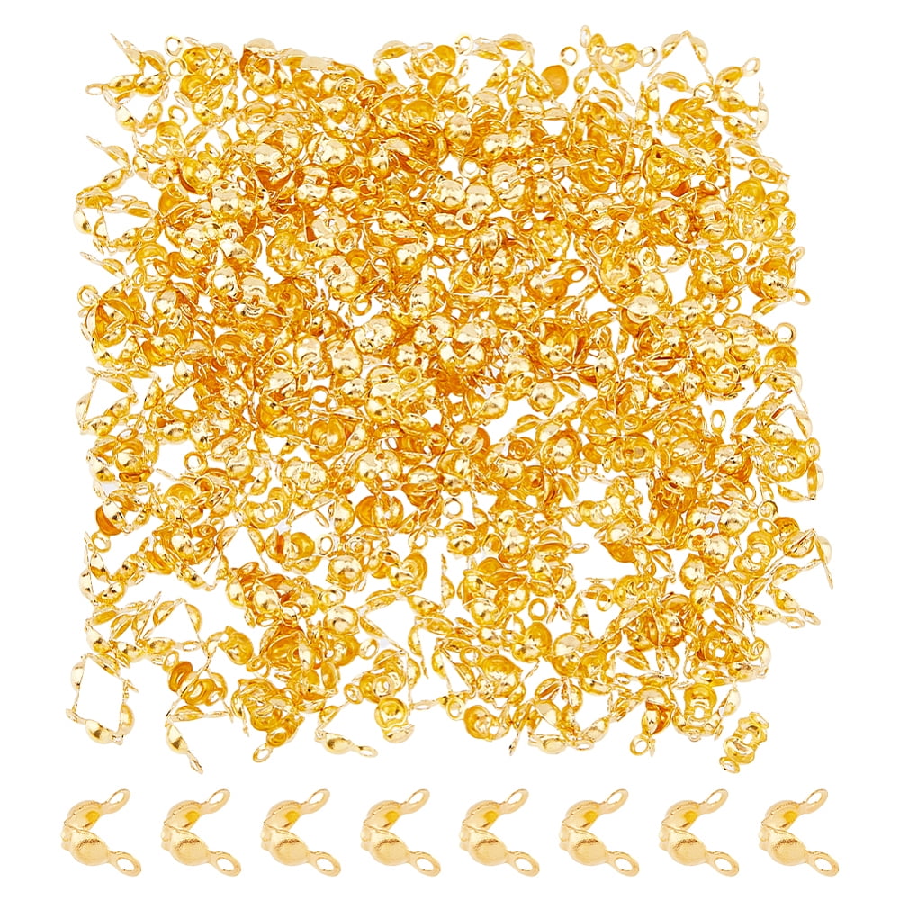 500pcs Brass End Bead Tips Calotte Ends Clamshell Knot Cover Golden 7mm ...