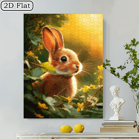 500pcs Brown Rabbit Jigsaw Puzzle Suitable for Adults, Couples Families - 20.4*19.4 Inches Cardboard Box, Portable DIY Brain with Brown Rabbit Rabbit Print, New Year/Birthday Gift for Gamers Art E