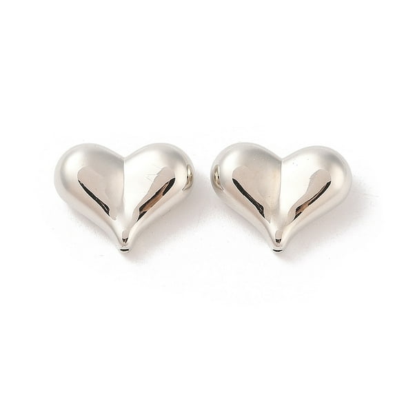 500pcs CCB Plastic Beads Heart Platinum 17x22x9mm Hole: 1.6mm