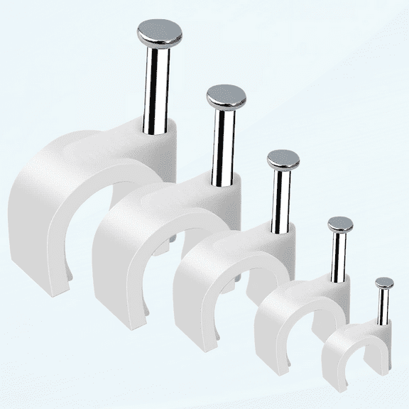 500pcs Cable Clips with Steel Nail in Cable Clips White 4mm 5mm 6mm 8mm 10mm Cable Wire Clips Cable Wall Clip Wire Staples Cord Clips for Wall Coaxial Cable Staples RG6 RG59 CAT6 RJ45 Wire Clips