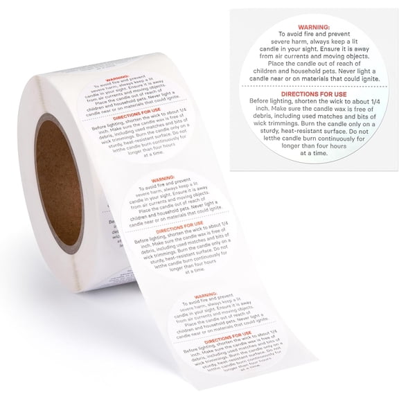 500pcs Candle Warning Labels, 1.5 Inch Jar Stickers, Safety Stickers for DIY Candle Making