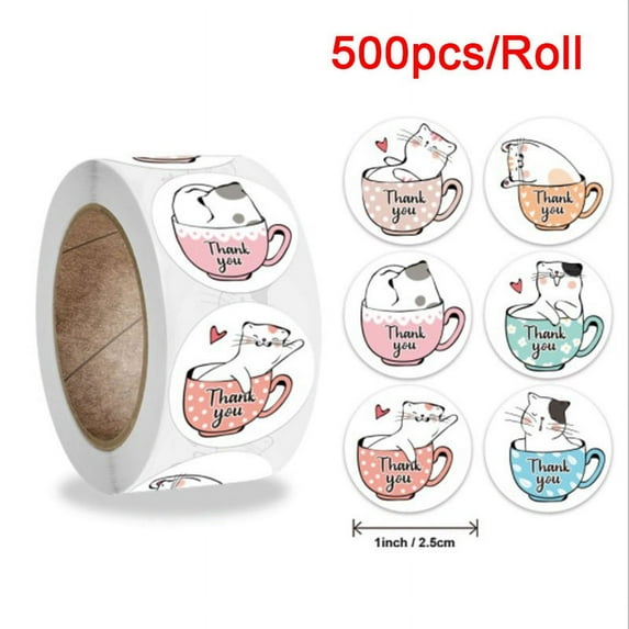500pcs Cat Thank You Stickers Round Adhesive seal Labels for Gift Decorah3AWA