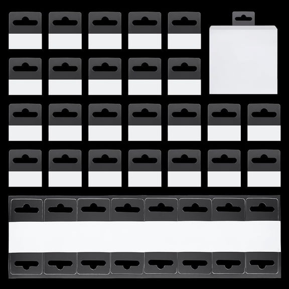 500pcs Clear Slot Hole Hang Tags Adhesive Hanging Tabs Plastic Tabs Slot for Hanging Retail Store Display 1.56x1.37 Inch