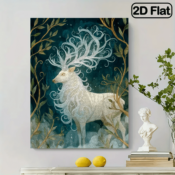 500pcs Colorful Deer Forest Jigsaw Puzzle Vibrant Abstract Design, Mystical Deer Pattern, Challenging Entertaining, Family Activity. 20.4x15in