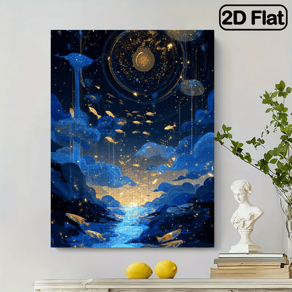 500pcs Colorful Fantasy Ocean Dreamland Jigsaw Puzzle for Family Fun And Interaction, Featuring a Vibrant Abstract Design with a Challenging Night Sky Sea Pattern