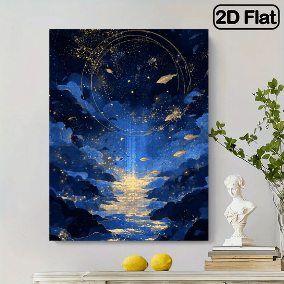 500pcs Colorful Fantasy Ocean Dreamland Jigsaw Puzzle for Family Fun And Interaction, Featuring a Vibrant Abstract Design with a Challenging Night Sky Sea Pattern