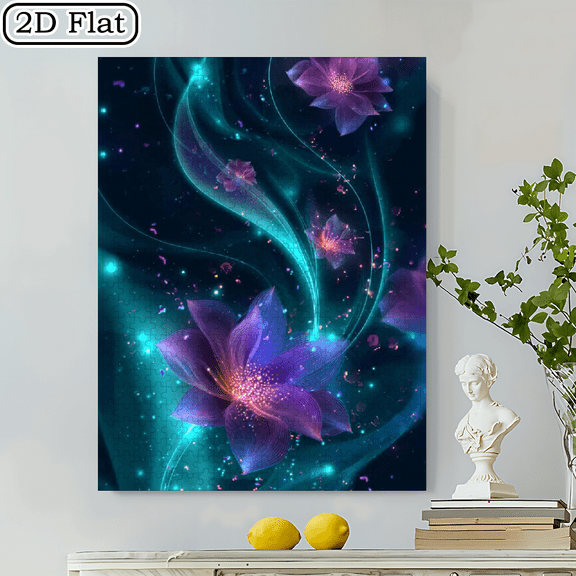 500pcs Colorful Flower-Patterned Jigsaw Puzzle Fun and Educational Creative Game for Adults, Ideal Gift for Anniversary and Birthday, Scratch Resistant Cardboard,20.4*14.9 in.