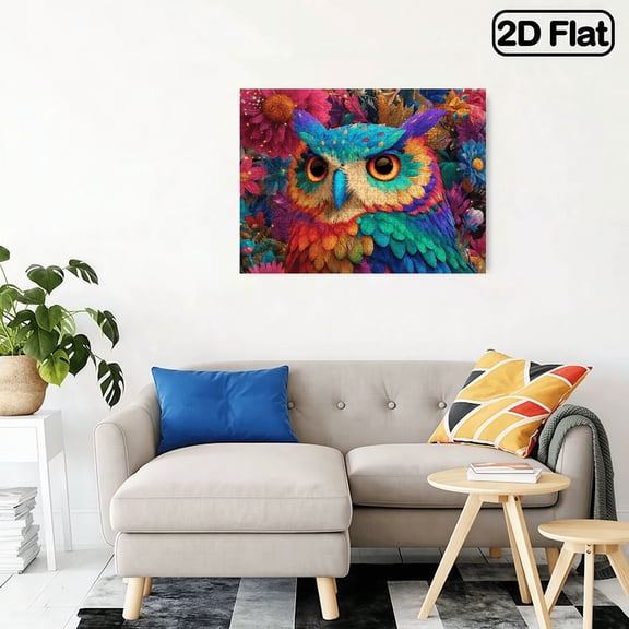 500pcs Colorful Owl Flower Puzzle Portable Jigsaw, High-Difficulty Game for Adults, Couples Families, Made of Cardboard, Ideal for Gamer, Art Lovers, Birthday New Year Gift, 20.4*14.9 in.