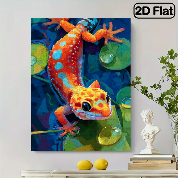 500pcs Colorful Tropical Gecko Jigsaw Puzzle Vibrant Abstract Design, Lively Reptile Pattern, Challenging Entertaining, Family Activity Vibrant Puzzle Piece, 20.4x15in