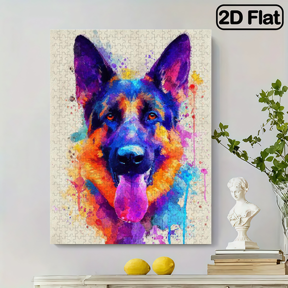 500pcs Colorful Watercolor Wolf Jigsaw Puzzle Family Interaction And Fun Gift, Vibrant Abstract Design, Animal Pattern Challenging And Entertaining, Family Activity Vibrant Puzzle Piece Artistic